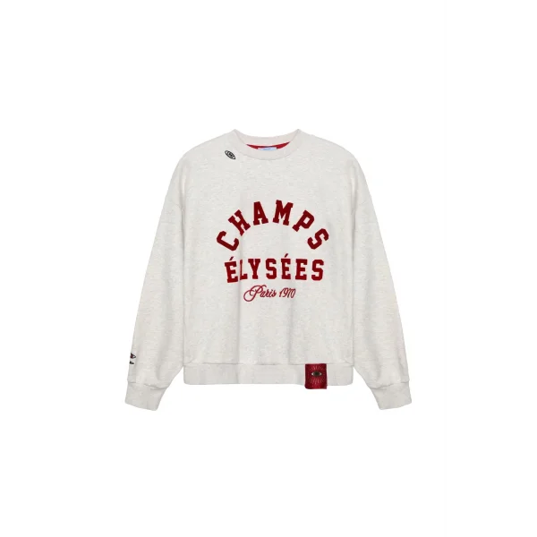 Nakış Göz Etiketli Yazılı Sweatshirt Gri