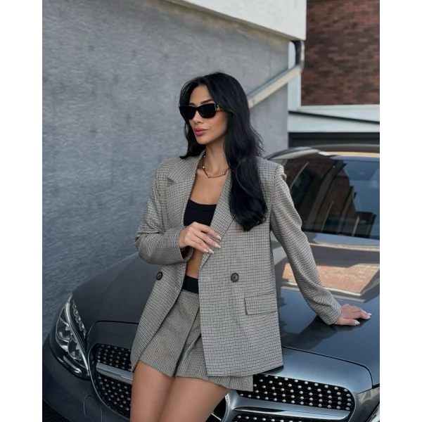 PİTİKARELİ ASTARLI BLAZER CEKET