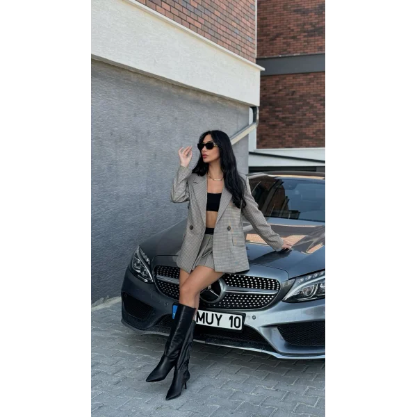 PİTİKARELİ ASTARLI BLAZER CEKET