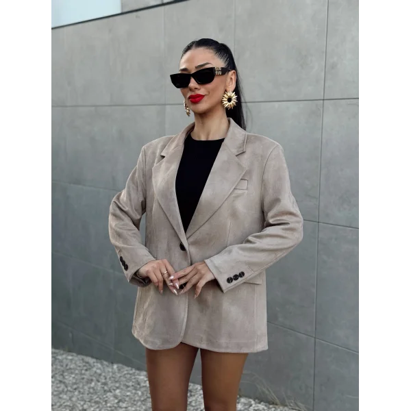 OVERSİZE SÜET BLAZER CEKET VİZON
