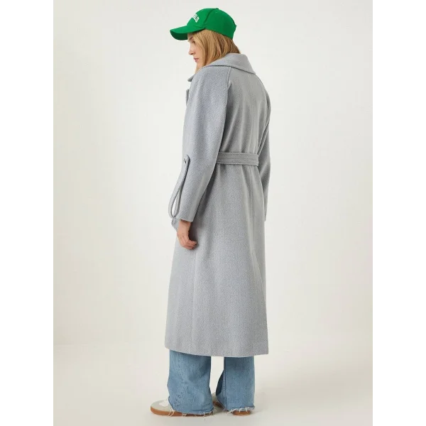 Premium Model Kol Detay Yün Kaban Gri