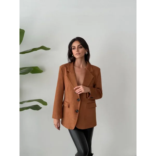 OVERSİZE SÜET BLAZER CEKET TABA