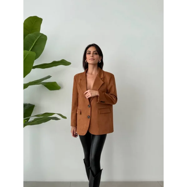 OVERSİZE SÜET BLAZER CEKET TABA