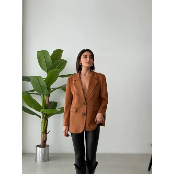 OVERSİZE SÜET BLAZER CEKET TABA
