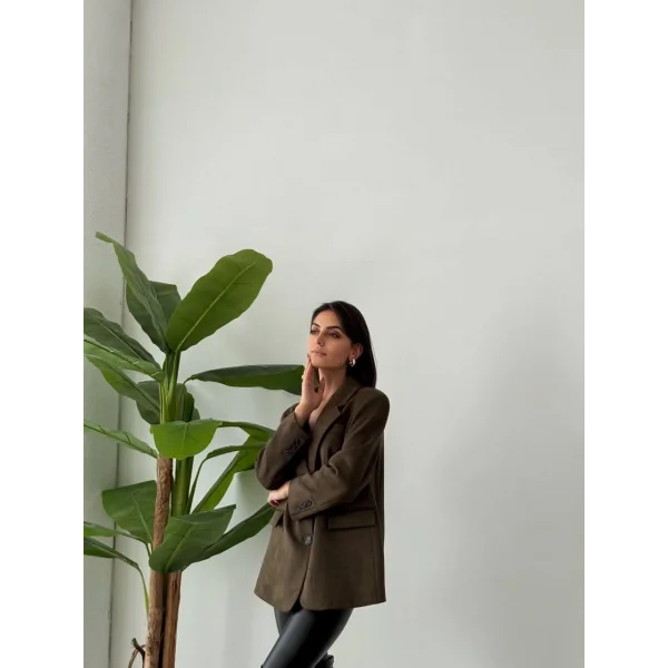 OVERSİZE SÜET BLAZER CEKET HAKİ