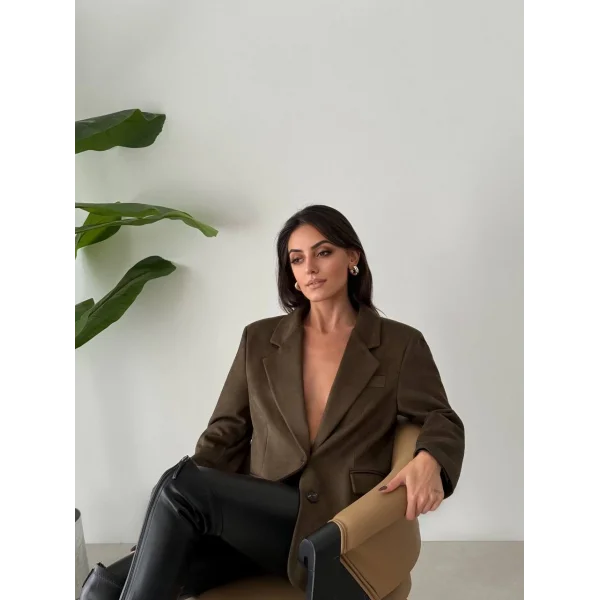 OVERSİZE SÜET BLAZER CEKET HAKİ