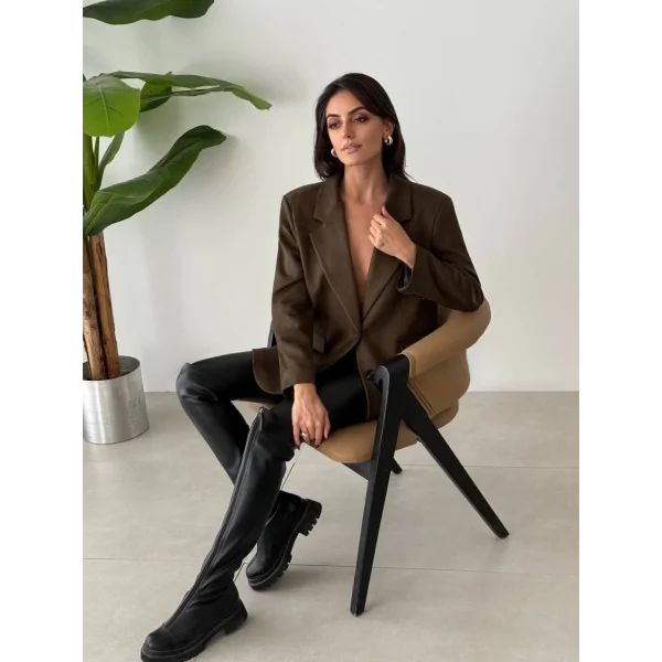 OVERSİZE SÜET BLAZER CEKET HAKİ