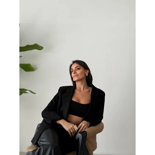 OVERSİZE SÜET BLAZER CEKET SİYAH