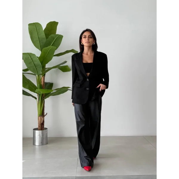 OVERSİZE SÜET BLAZER CEKET SİYAH