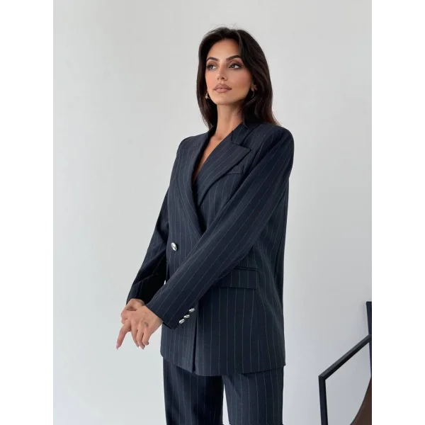 Myra Lacivert Blazer Ceket Pantolon Takım