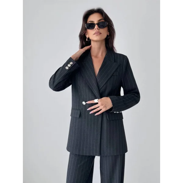 Myra Lacivert Blazer Ceket Pantolon Takım