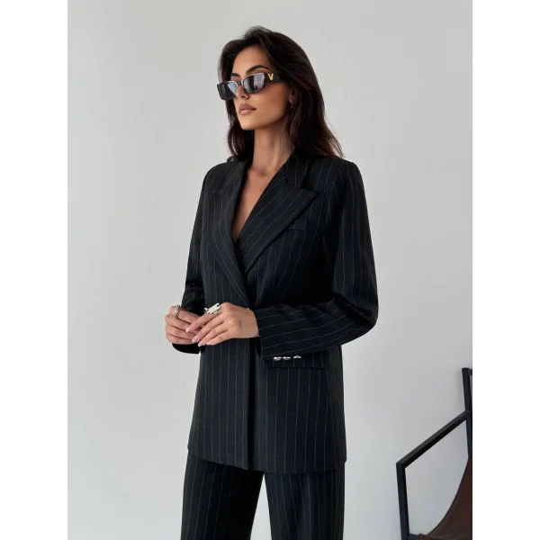 Myra Siyah Blazer Ceket Pantolon Takım 