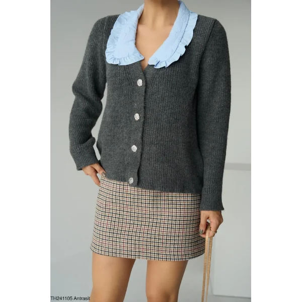 Gömlek Yaka Gri Hırka