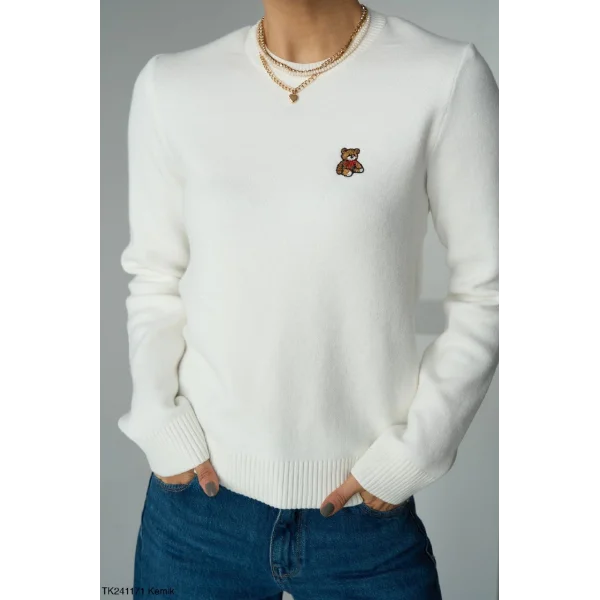 Ayı Armalı Triko Kazak Kemik