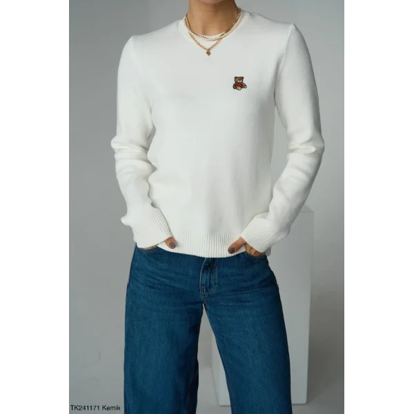 Ayı Armalı Triko Kazak Kemik