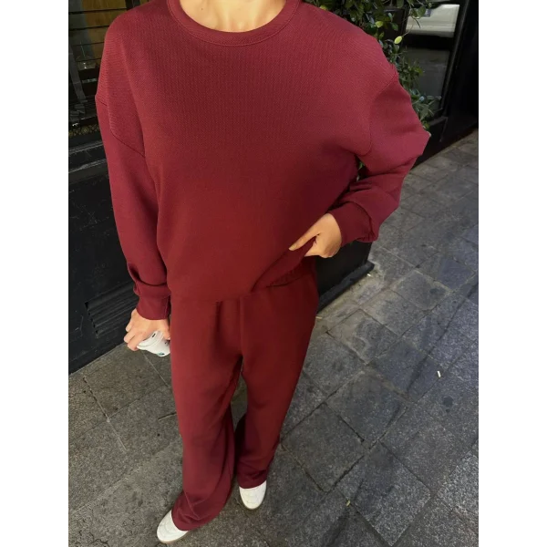 Viyana Pamuklu Eşofman Takım-Bordo