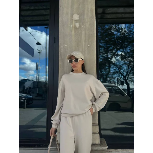 Viyana Pamuklu Eşofman Takım-Bej