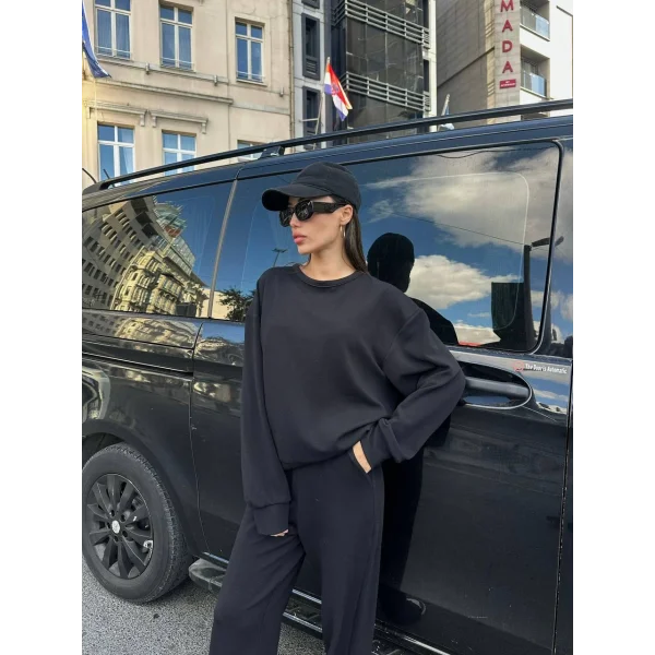 Viyana Pamuklu Eşofman Takım-Siyah