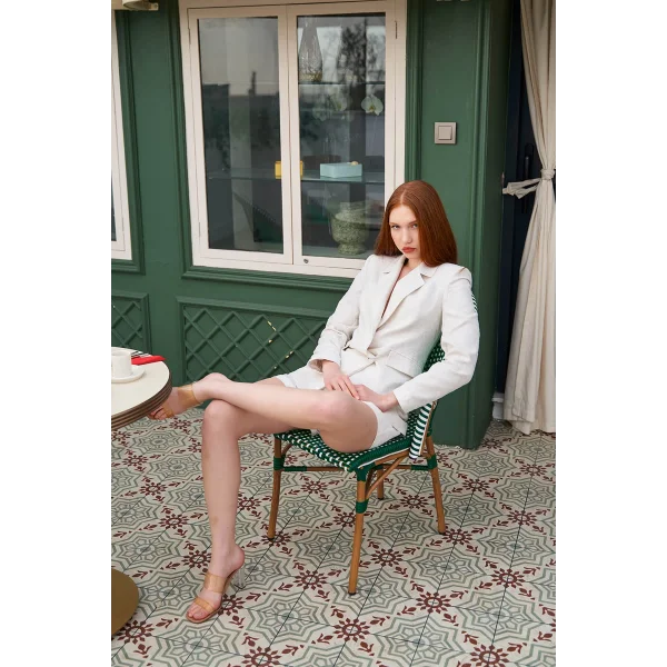 Jakarlı Tek Düğme Blazer Ceket - Naturel