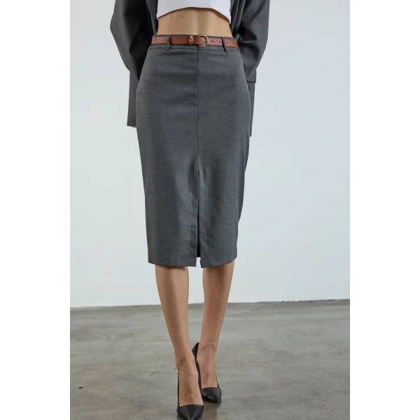 Poliviskon Kemerli Etek - Antrasit