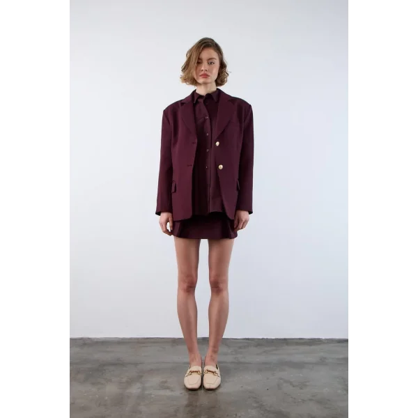 Pamuk Kumaş Poplin Gömlek - Mürdüm