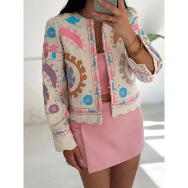 Nakış İşlemeli Gabardin Ceket