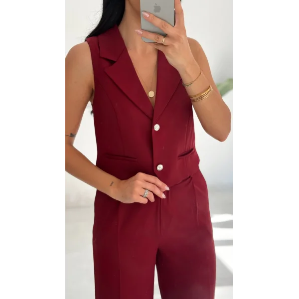 Orkide Yelek Pantolon Takım-Bordo