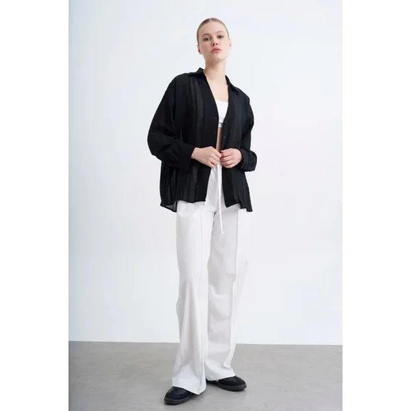 Premium Serisi Transparan Gömlek - Siyah