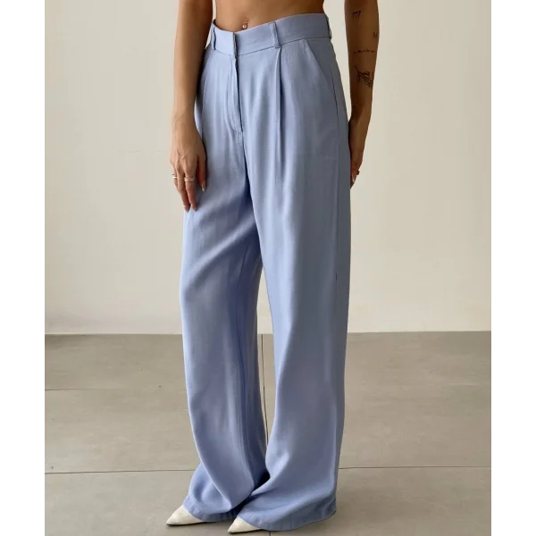 YÜKSEK BEL PALAZZO BOL PAÇA PANTOLON-MAVİ