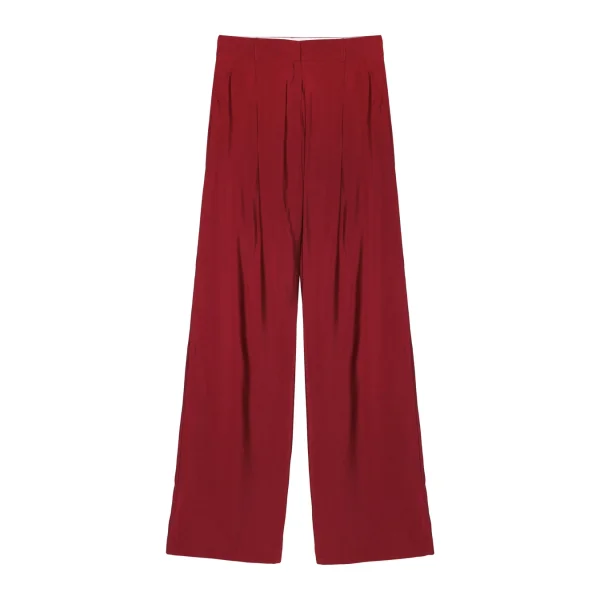 Yüksek Bel Palazzo Bol Paça Pantolon-Bordo