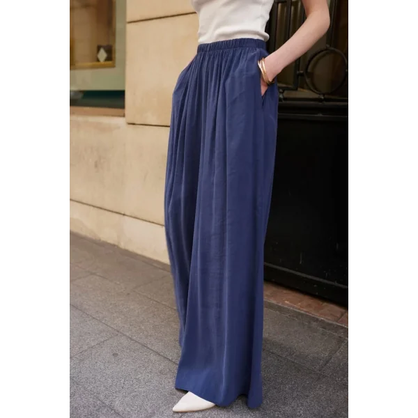 Modal Kumaş Bol Kesim Pantolon-Lacivert