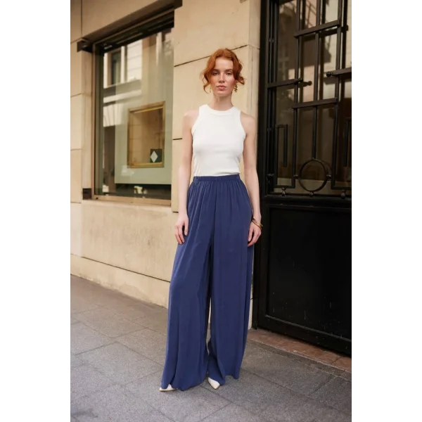 Modal Kumaş Bol Kesim Pantolon-Lacivert