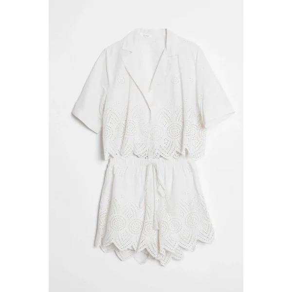 Premium Seri Gömlek Şort Takım-Beyaz