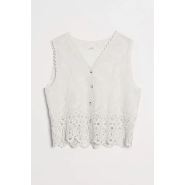 Premium Seri Dantel Detay Yelek-Ekru