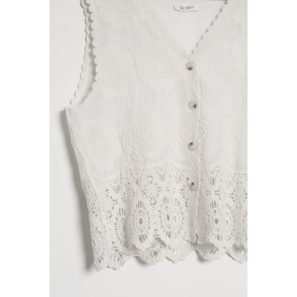 Premium Seri Dantel Detay Yelek-Ekru