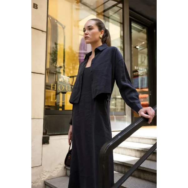 Luna Modal Gömlek Elbise İkili Takım – Doğal Şıklığın Zarafeti