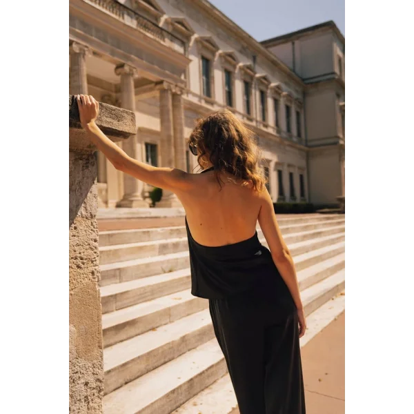 Saten Bluz Pantolon İkili Takım-Siyah