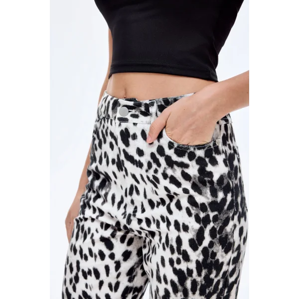 Leopar Desen Pantolon Siyah