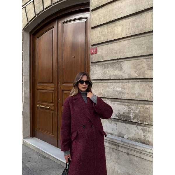 Oversize Buklet Kaban-Bordo