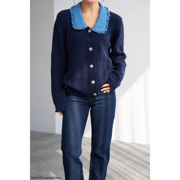 Mavi Bebe Yaka Hırka-Lacivert