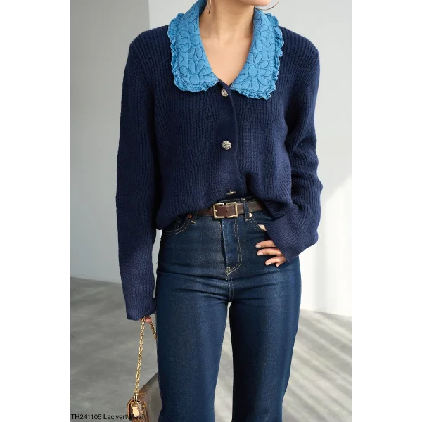 Mavi Bebe Yaka Hırka-Lacivert