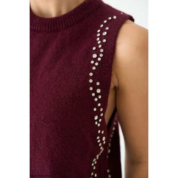 Taş İşlemeli Triko Atlet Bordo