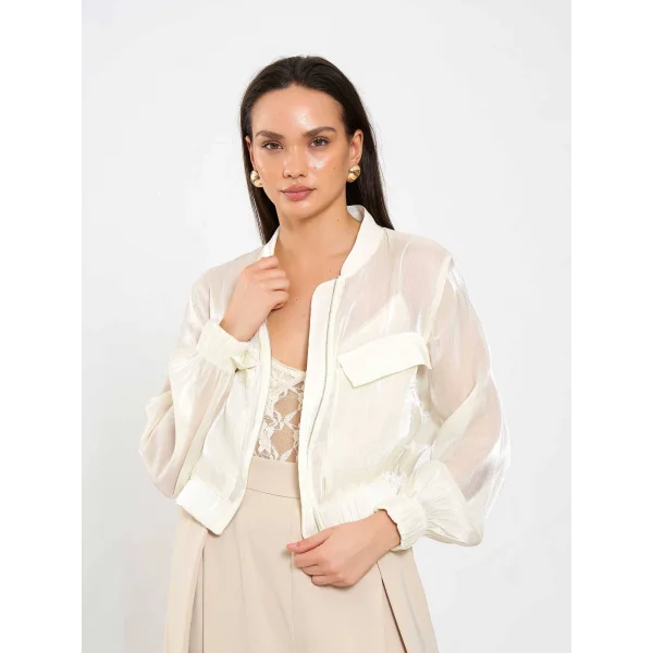 Organze Bomber Ceket-Bej