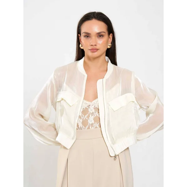 Organze Bomber Ceket-Bej