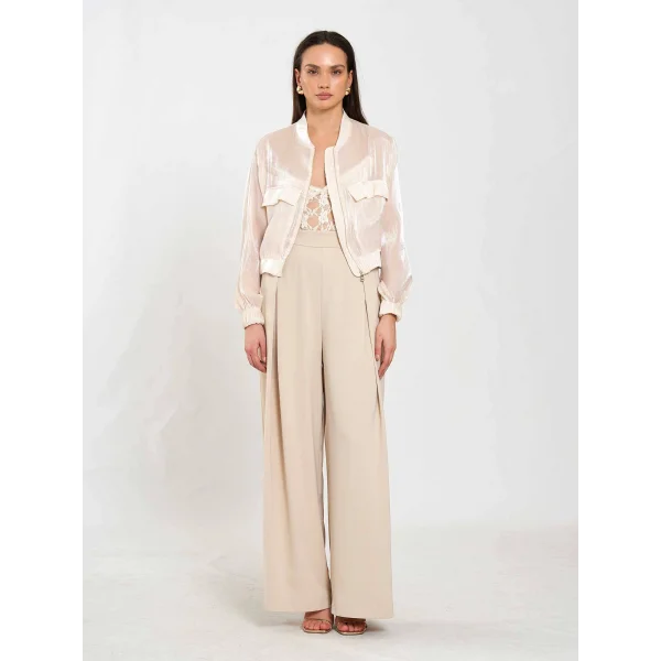 Organze Bomber Ceket-Bej