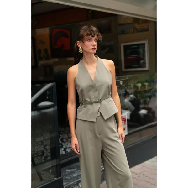 Mila Yelek Pantolon Takım Haki