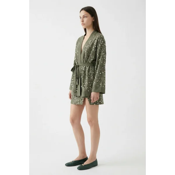 Pul İşlemeli Anvelop Mini Etek Haki