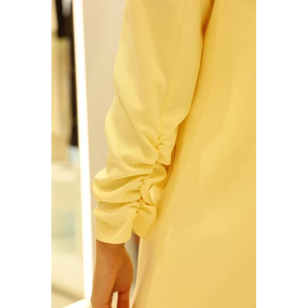 Büzgü Kol Sarı Blazer Ceket