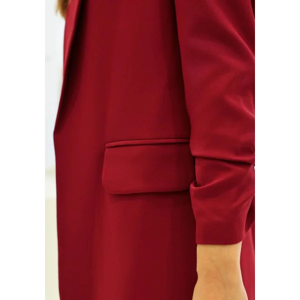 Büzgü Kol Astarlı Bordo Blazer Ceket