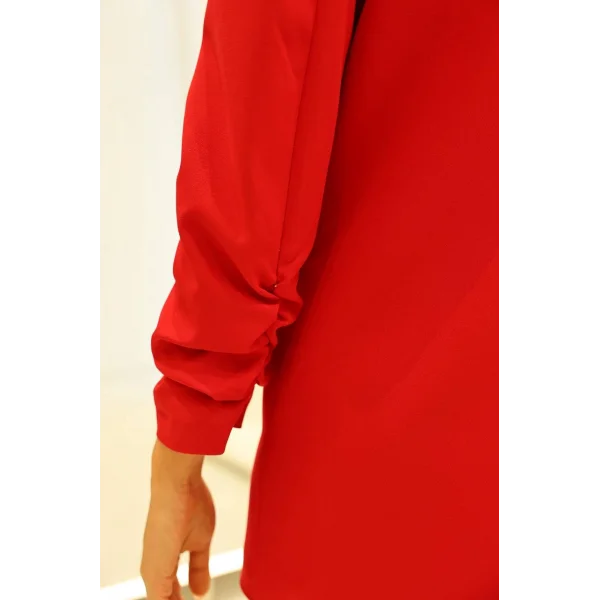 Büzgü Kol Astarlı Kırmızı Blazer Ceket